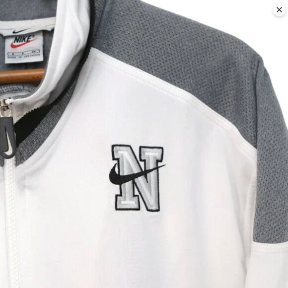 Vintage Nike 90s Tracksuit Jacket Full Zip Windbreaker Swoosh White Black Retro - Picture 7 of 15